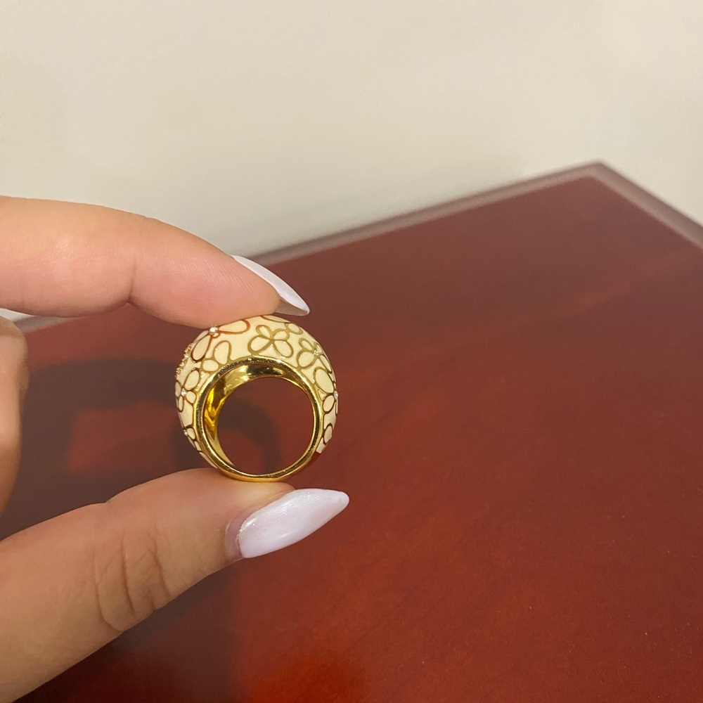Coach Gold and Cream Floral Ring